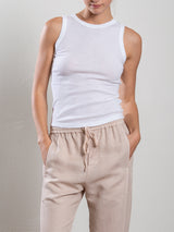 Athena Hi-Neck Tank in Lightweight Rib - White