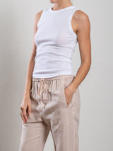 Athena Hi-Neck Tank in Lightweight Rib - White