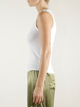 Athena Hi-Neck Tank in Lightweight Rib - White