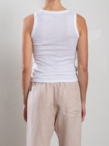 Athena Hi-Neck Tank in Lightweight Rib - White