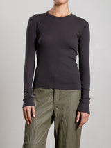 Jimmy Long-Sleeve Tee in Lightweight Rib - Carbon