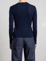 Jimmy Long-Sleeve Tee in Lightweight Rib - Midnight