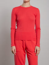 Jimmy Long-Sleeve Tee in Lightweight Rib - Poppy