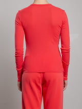 Jimmy Long-Sleeve Tee in Lightweight Rib - Poppy