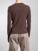 Jimmy Long-Sleeve Tee in Cashmere Jersey - Chocolate