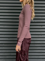 Jimmy Long-Sleeve Tee in Thermal - Carob