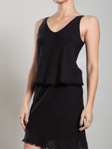 Jennie Tank in Heritage Linen - Black