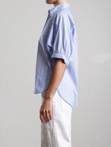 Claude Shirt in Italian Poplin Stripe - Blue/Red