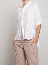 Claude Shirt in Gossamer Check - White