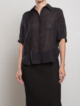 Claude Shirt in Floral Embroidery - Black
