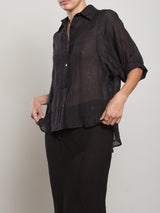 Claude Shirt in Floral Embroidery - Black