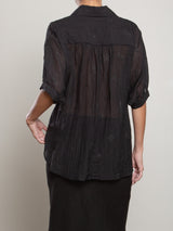 Claude Shirt in Floral Embroidery - Black