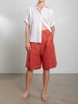 Claude Shirt in Japanese Cotton Stripe - Brick