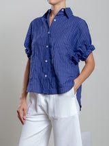 Claude Shirt in Japanese Cotton Stripe - Navy