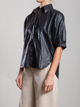 Claude Shirt in Faux Leather - Black