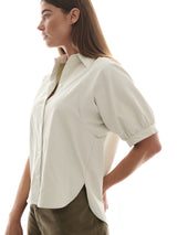 Claude Shirt in Faux Leather - Ivory