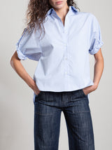 Claude Blue Italian Poplin Shirt – Luxury and breathable women's shirt by Pharaoh Collection.