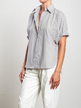 Claude Shirt in Organic Cotton Stripe - Olive