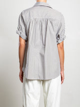 Claude Shirt in Organic Cotton Stripe - Olive