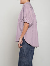 Claude Shirt In Striped Poplin - Bordeaux