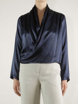 Simone Shirt Jacket in Vintage Satin - Night