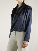 Simone Shirt Jacket in Vintage Satin - Night