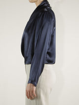 Simone Shirt Jacket in Vintage Satin - Night