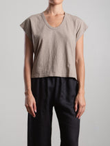 Lena Slouchy Scoop Neck Tee in Supima Slub - Foundation