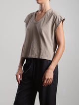 Lena Slouchy Scoop Neck Tee in Supima Slub - Foundation