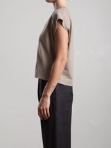 Lena Slouchy Scoop Neck Tee in Supima Slub - Foundation