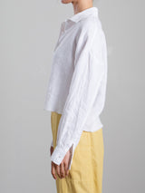 Esme Crop Shirt in French Linen - White