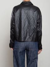 Esme Crop Shirt in Faux Leather - Black