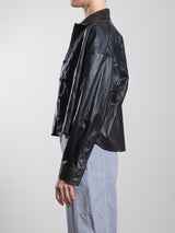 Esme Crop Shirt in Faux Leather - Black