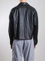 Esme Crop Shirt in Faux Leather - Black