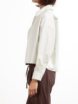 Esme Crop Shirt in Faux Leather - Ivory