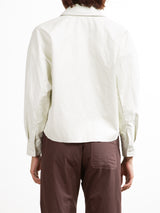 Esme Crop Shirt in Faux Leather - Ivory