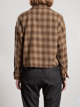 Esme Crop Shirt in Ombre Plaid - Earth