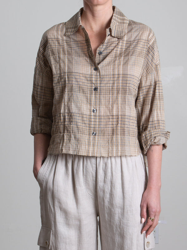 Esme Crop Shirt in Japanese Plaid - Prospect