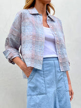 Esme Crop Shirt in Japanese Plaid -Marina