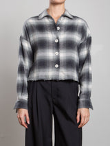 Esme Crop Shirt in Fletcher Plaid - Blue/Ivory