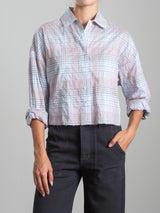 Esme Crop Shirt in Japanese Plaid -Marina