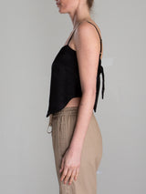 Georgia Top in Vintage Satin - Black