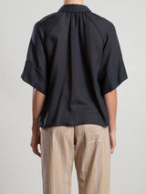 Halle Shirt in Cotton Cashmere Gauze - Black