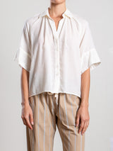 Halle Shirt in Cotton Cashmere Gauze - Ivory