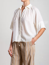 Halle Shirt in Cotton Cashmere Gauze - Ivory