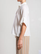 Halle Shirt in Cotton Cashmere Gauze - Ivory