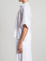 Halle Shirt in Cotton Tonal Stripe - White