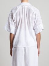 Halle Shirt in Cotton Tonal Stripe - White