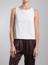 Elena Top in Faux Leather - Ivory