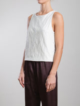 Elena Top in Faux Leather - Ivory